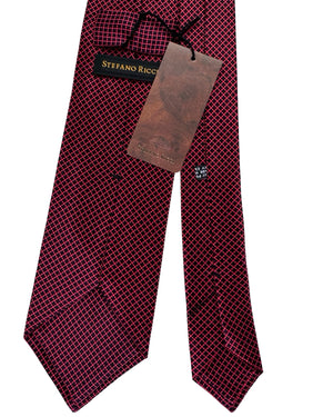 Stefano Ricci Tie Midnight Red Micro Geometric Pattern
