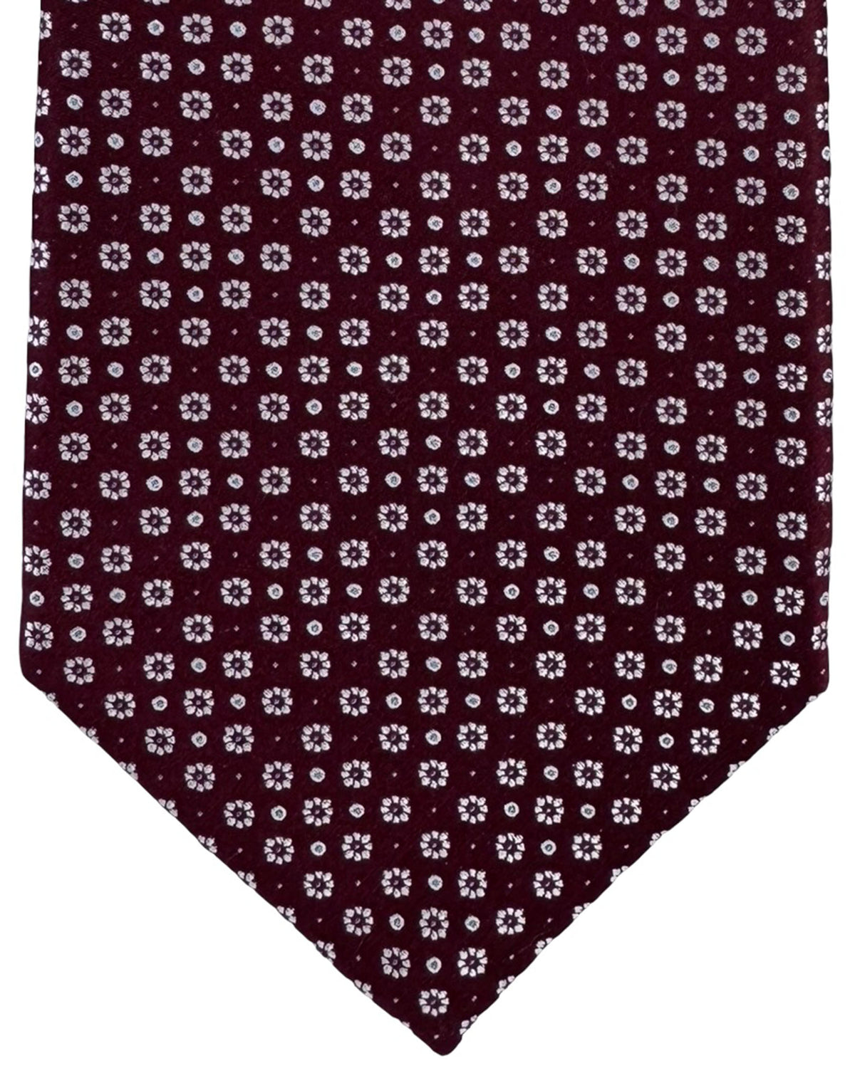 Stefano Ricci Tie Marron And White Floral Dot