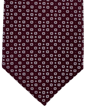 Stefano Ricci Tie Marron And White Floral Dot