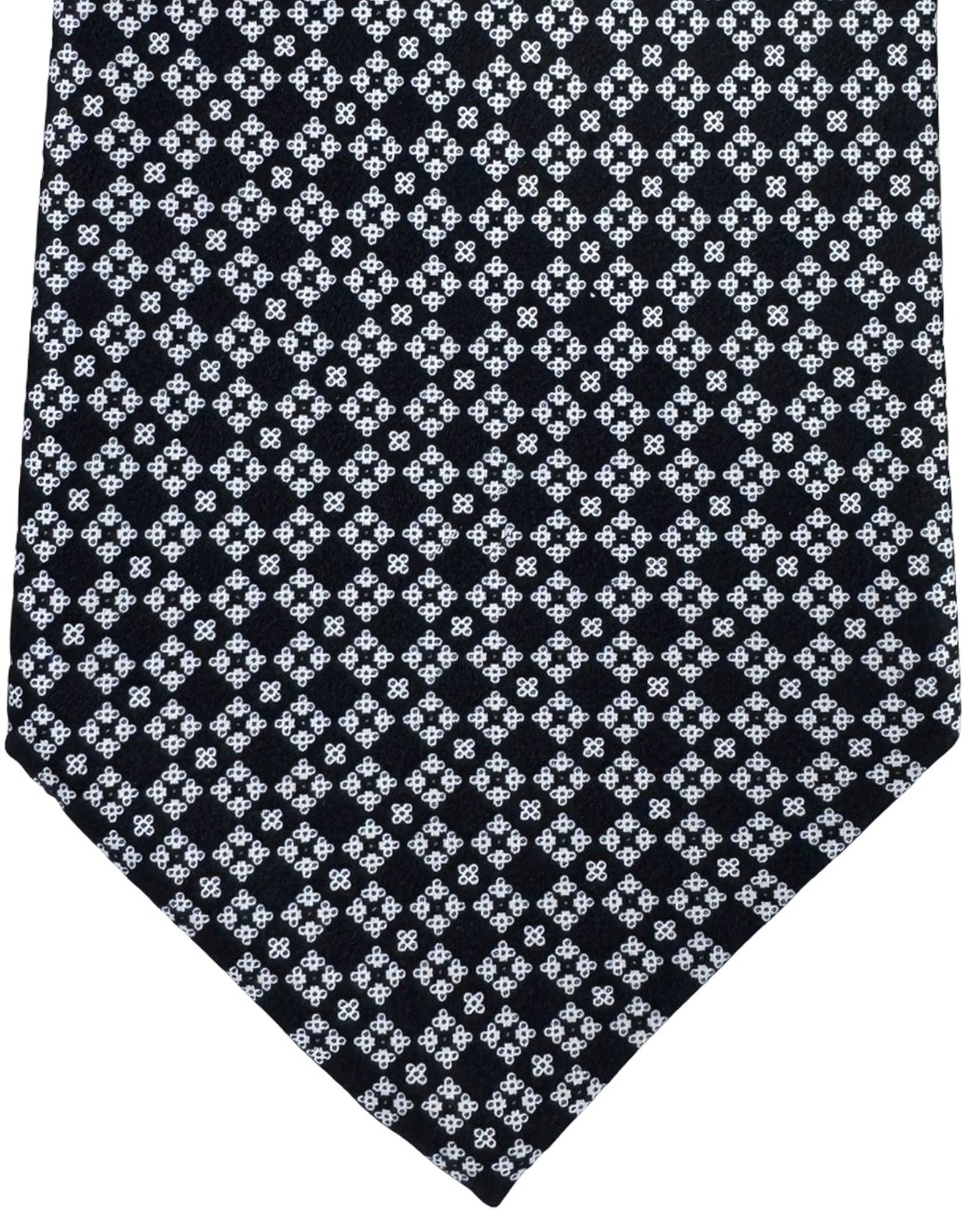 Stefano Ricci Tie Black And White Micro Floral Pattern