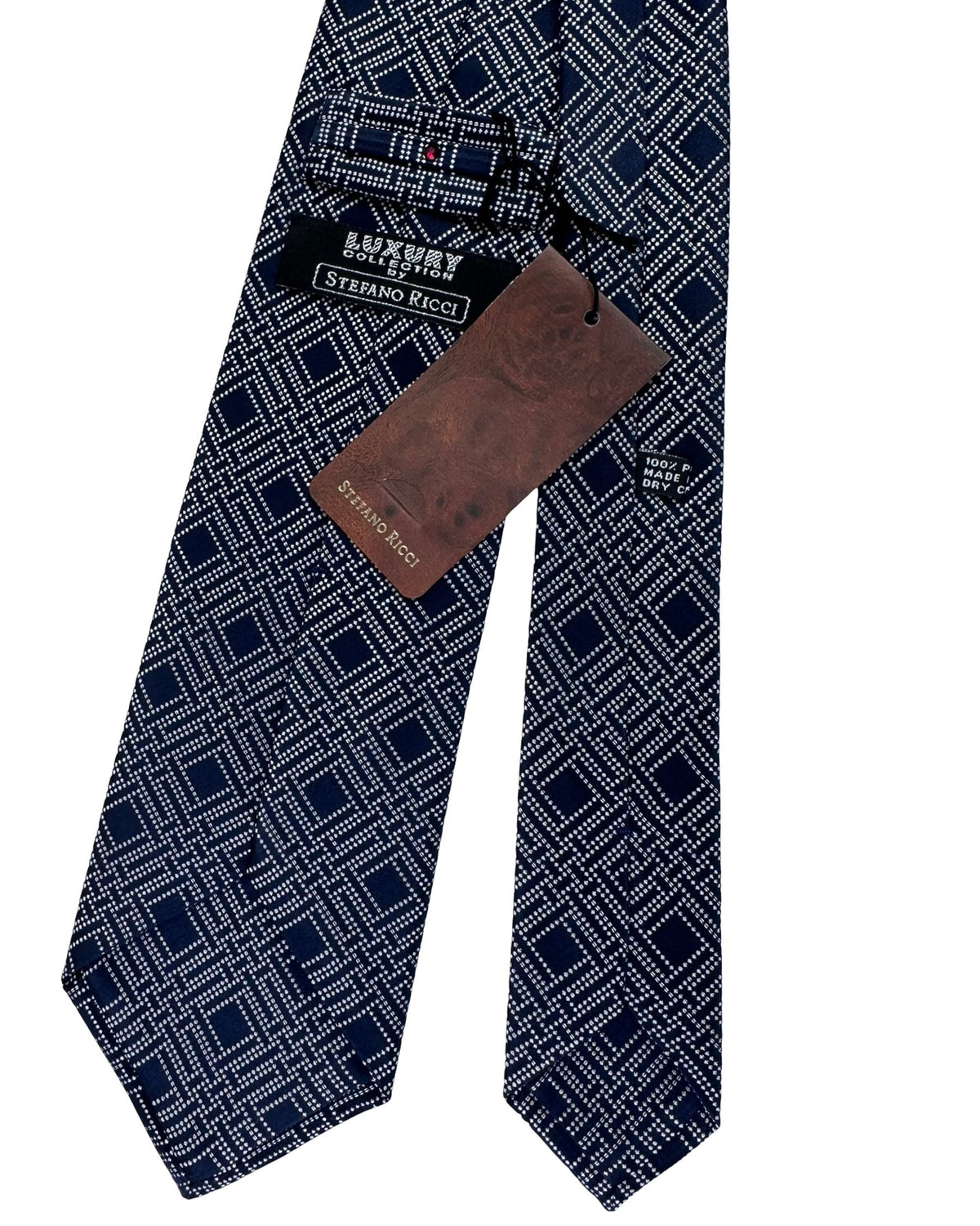 Stefano Ricci Tie Navy Black Geometric Diamond Pattern