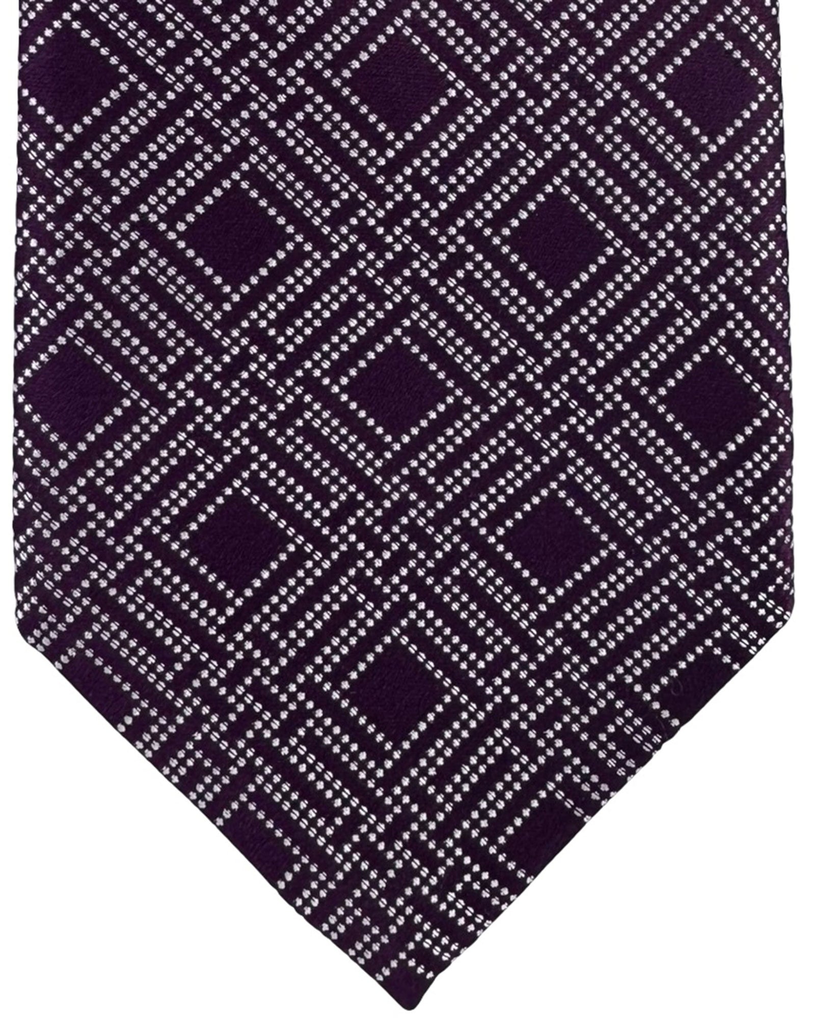 Stefano Ricci Tie Maroon Geometric Diamond Pattern