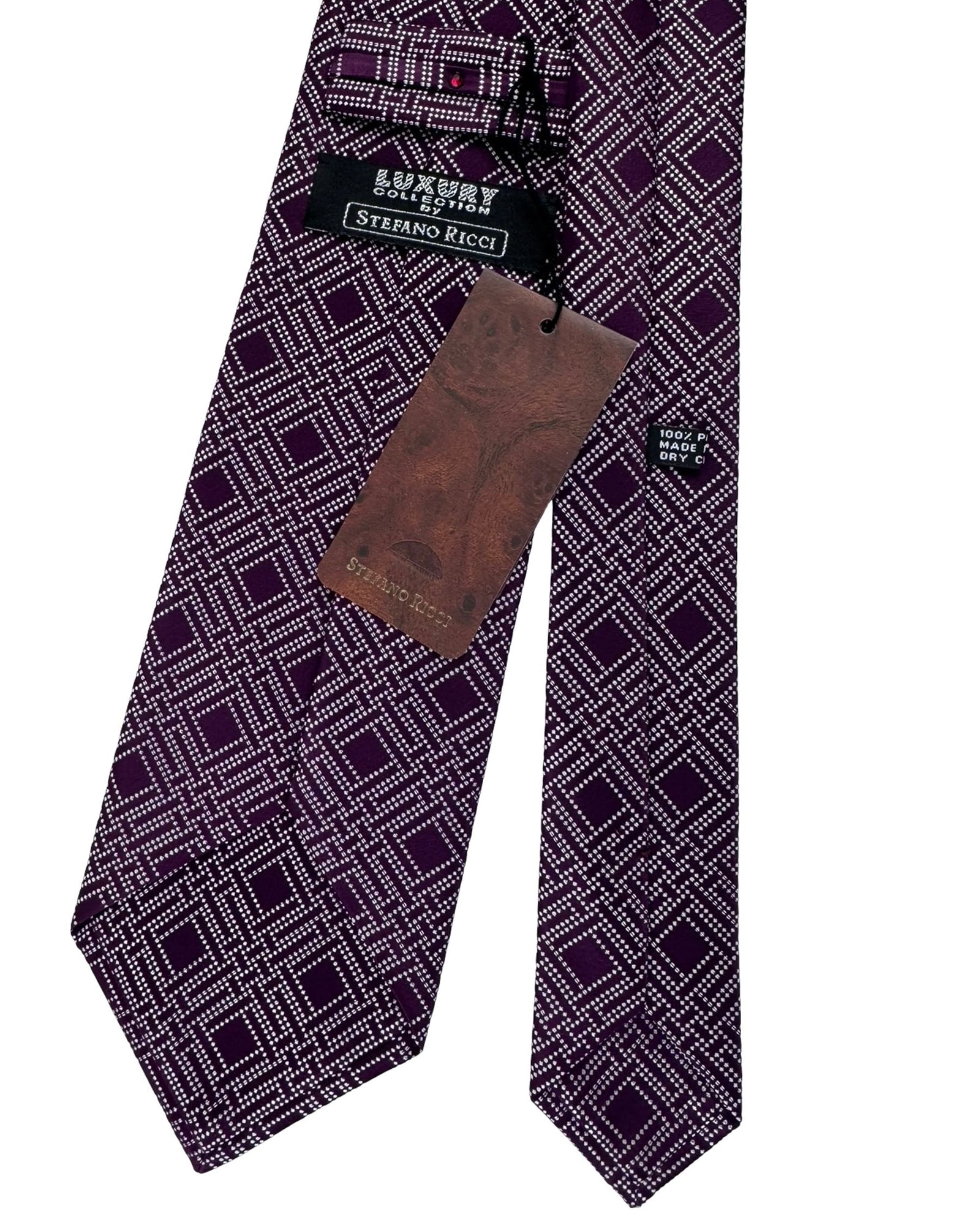 Stefano Ricci Tie Maroon Geometric Diamond Pattern