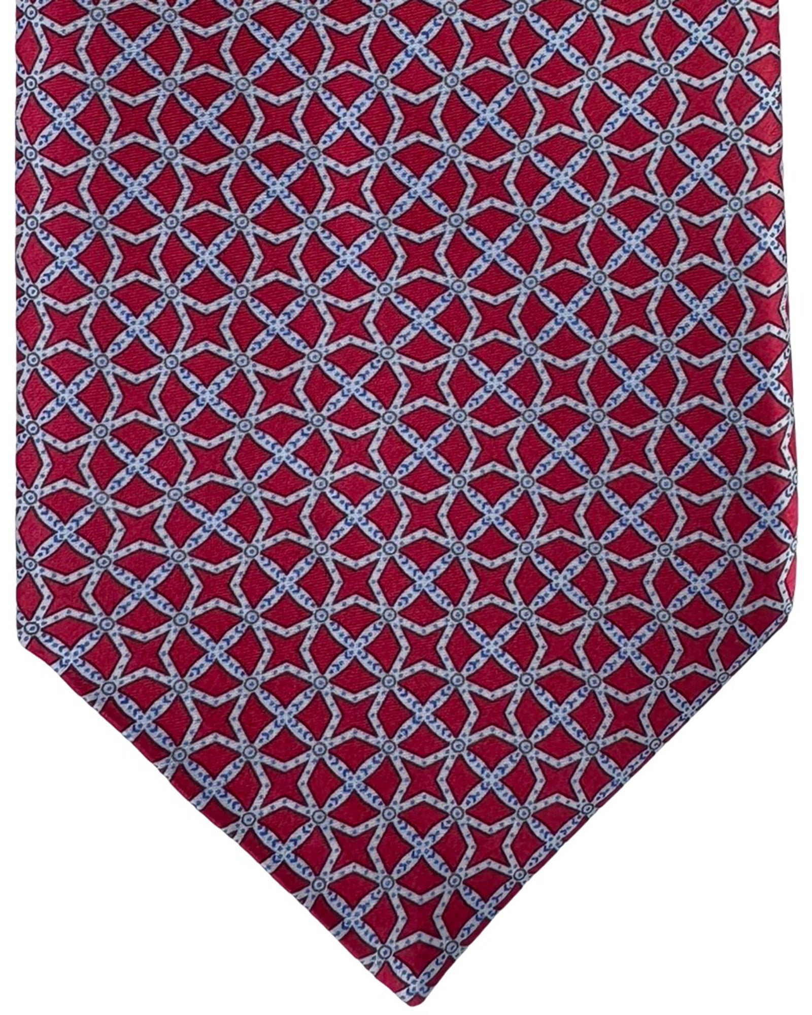 Stefano Ricci Tie Red Gray Lattice Geometric Pattern
