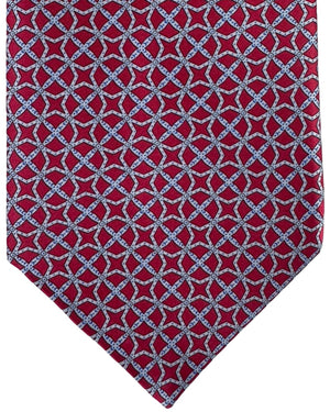 Stefano Ricci Tie Red Gray Lattice Geometric Pattern