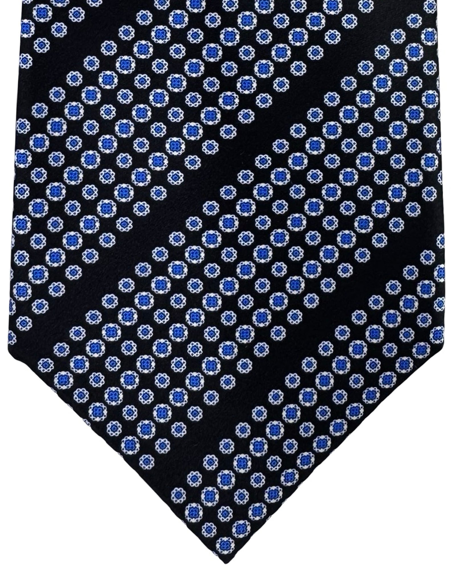 Stefano Ricci Tie Black And Blue Floral Medallion