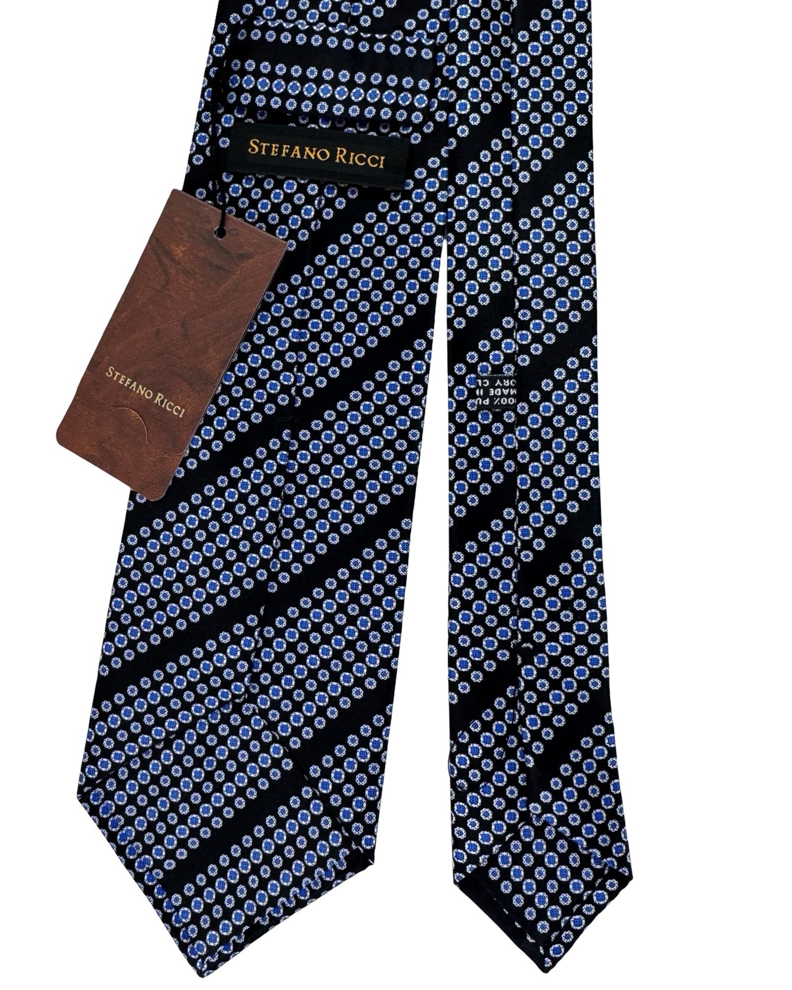 Stefano Ricci Tie Black And Blue Floral Medallion