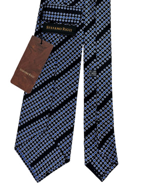 Stefano Ricci Tie Black And Blue Floral Medallion