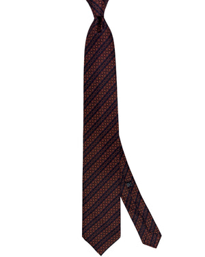 Stefano Ricci Tie Black Copper-Brown Geometric Stripe Pattern