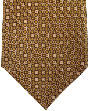 Stefano Ricci Tie Gold And Brown Micro Geometric Pattern