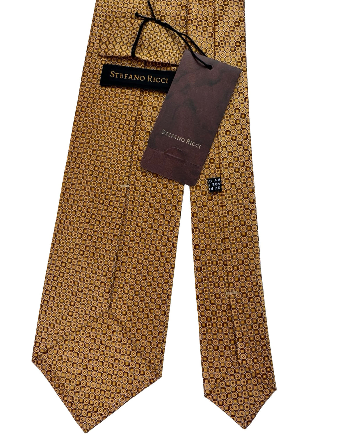 Stefano Ricci Tie Gold And Brown Micro Geometric Pattern