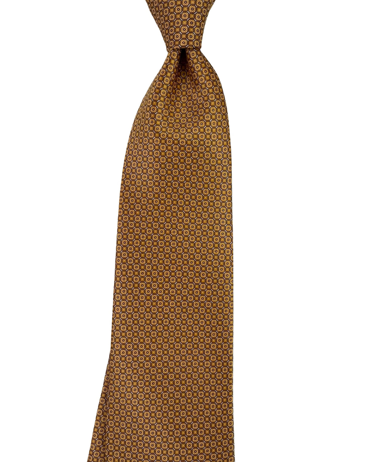 Stefano Ricci Tie Gold And Brown Micro Geometric Pattern