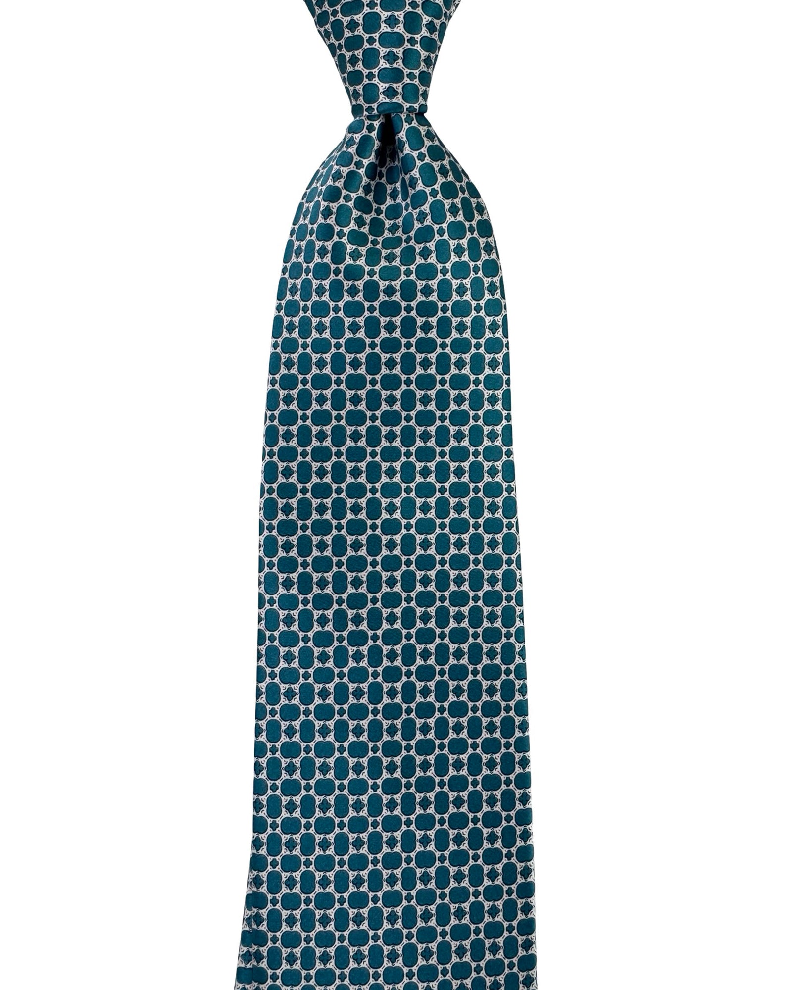 Stefano Ricci Tie Teal Silver Micro Medallion