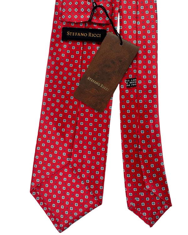Stefano Ricci Tie Red White Blue Floral Medallions - Tie Deals