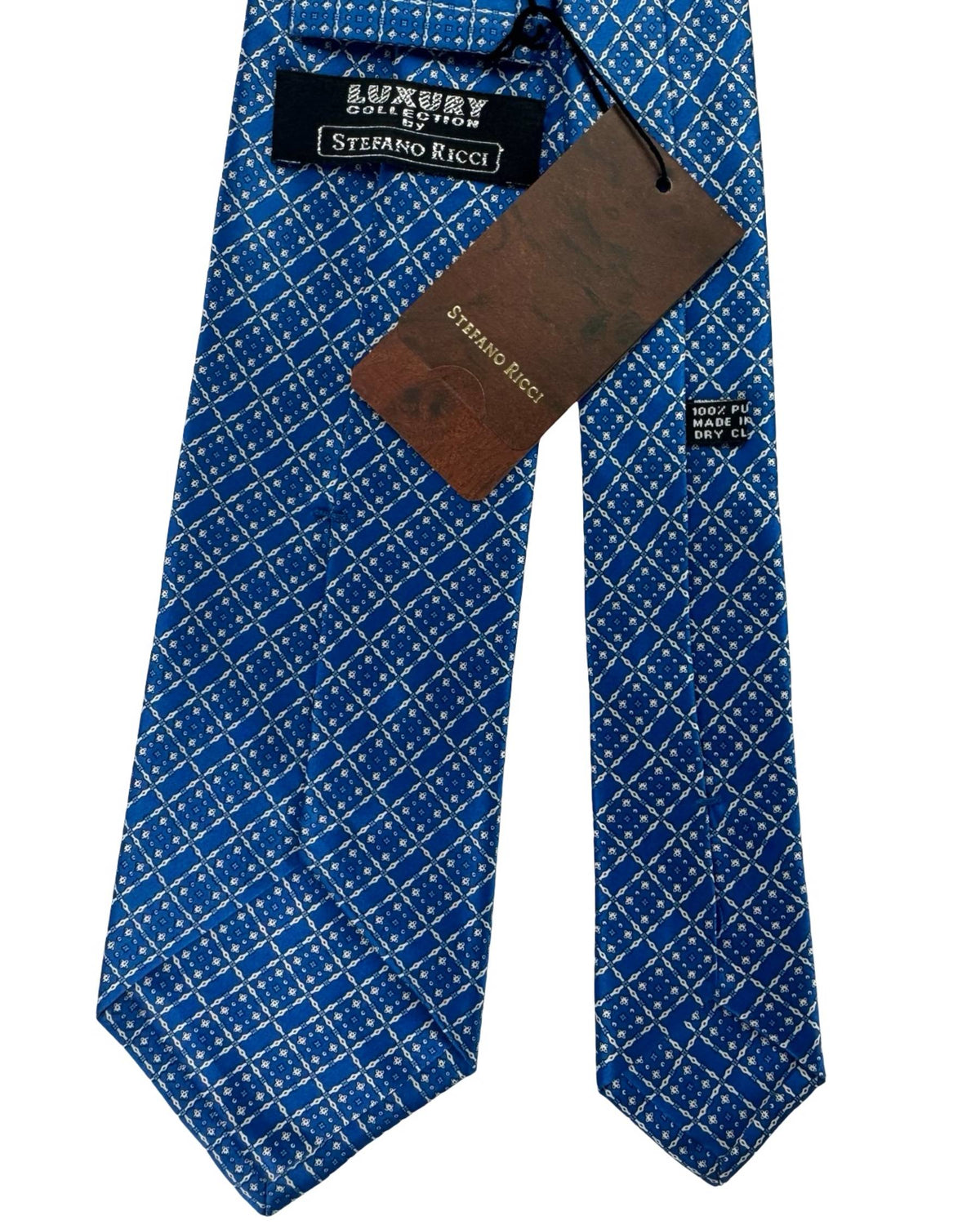 Stefano Ricci Tie Blue Silver Pattern Stripes