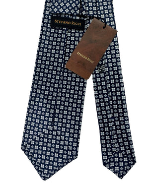 Stefano Ricci Tie Midnight Blue Grey Geometric