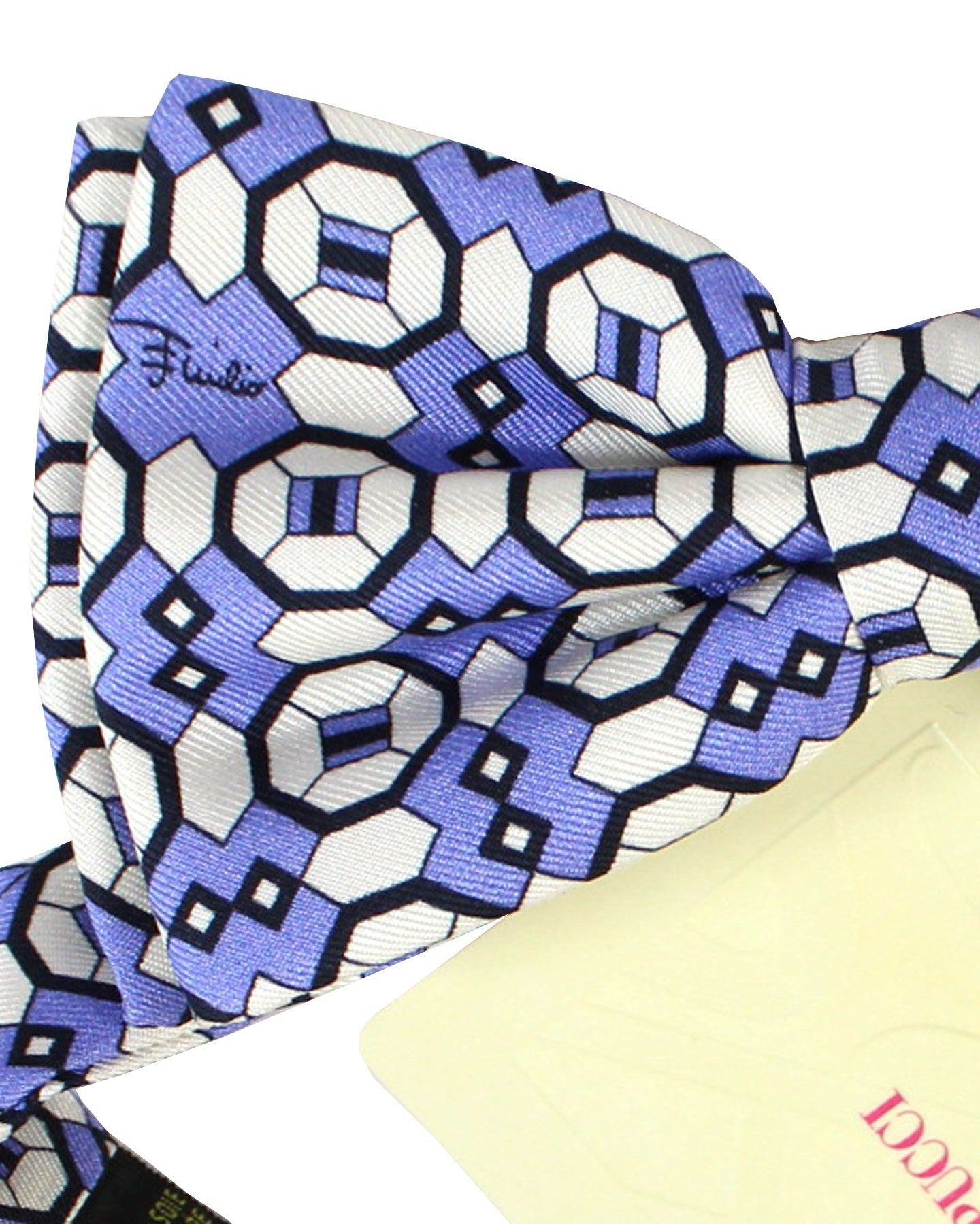 Emilio Pucci Silk Bow Tie Purple White Geometric Pre-Tied - Made In Italy