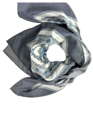 Stefano Ricci Scarf Gray Blue Pattern - Luxury Twill Silk Square Foulard SALE