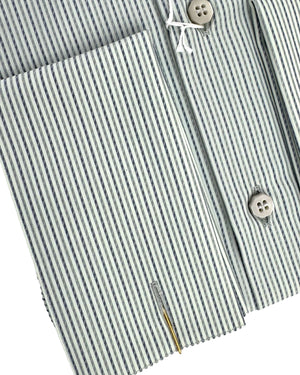 Stefano Ricci Shirt French Cuffs Gray Stripes New