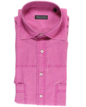 Stefano Ricci Dress Shirt Fuchsia Solid Design 45 - 17 3/4
