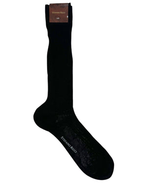 Stefano Ricci Socks Black Ribbed
 Mid Calf Men Socks