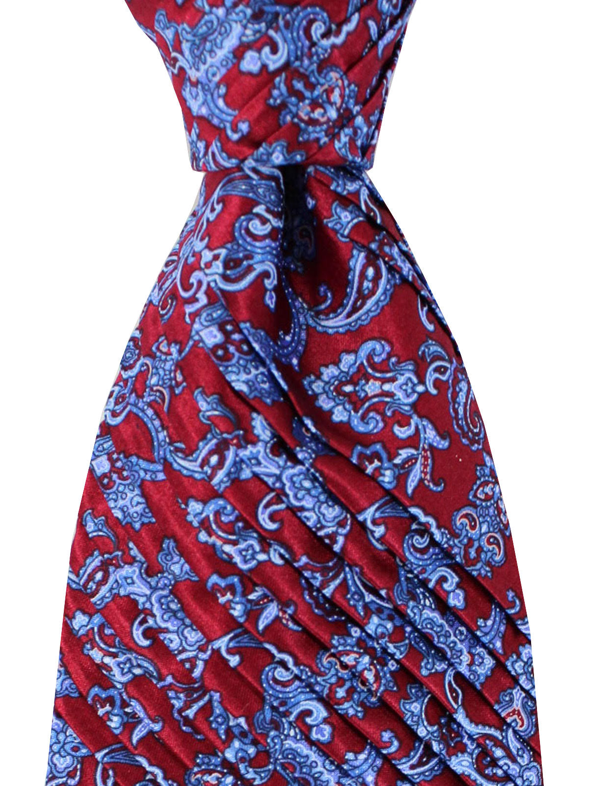Stefano Ricci Tie Dark Red Blue Ornamental - Pleated Silk
