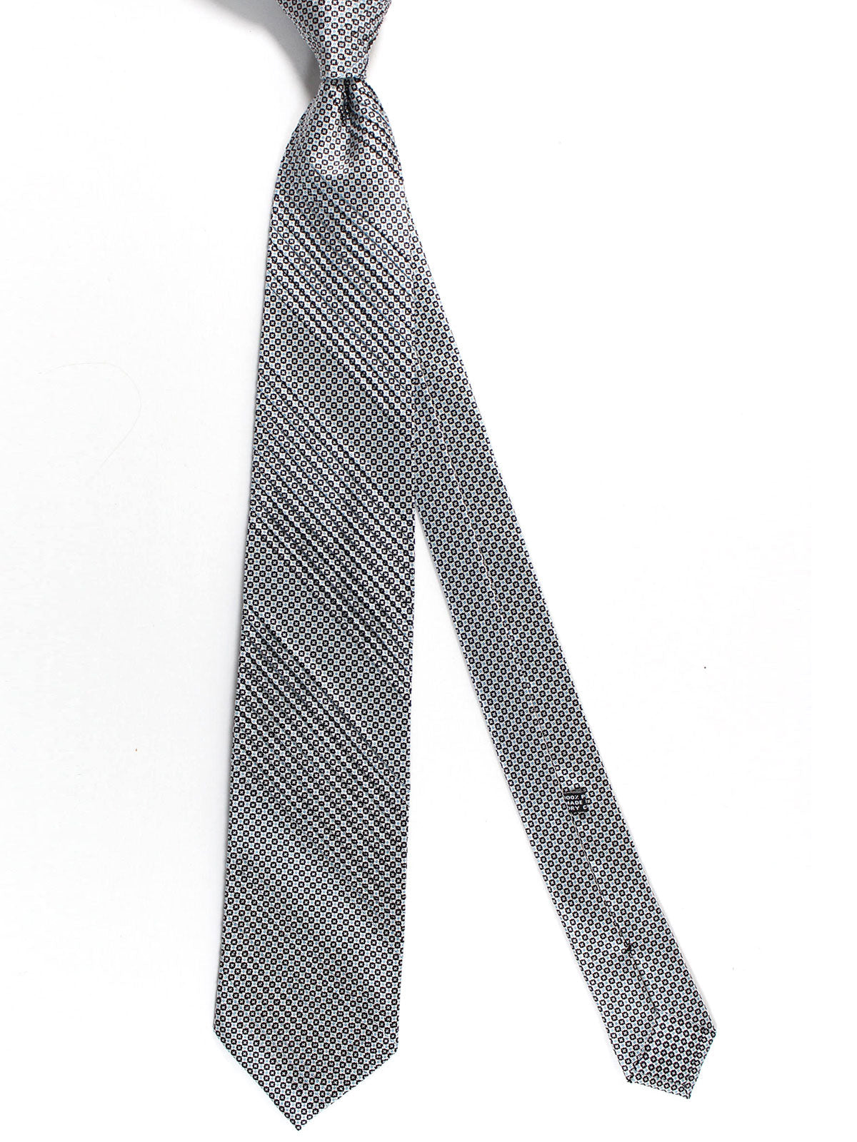 Stefano Ricci Tie Black Lime Blue Geometric - Pleated Silk Necktie