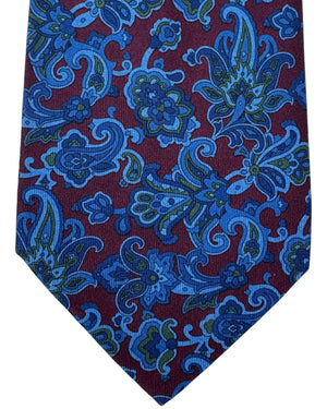 Stefano Ricci Silk Tie Maroon Blue Green Paisley & Ornamental