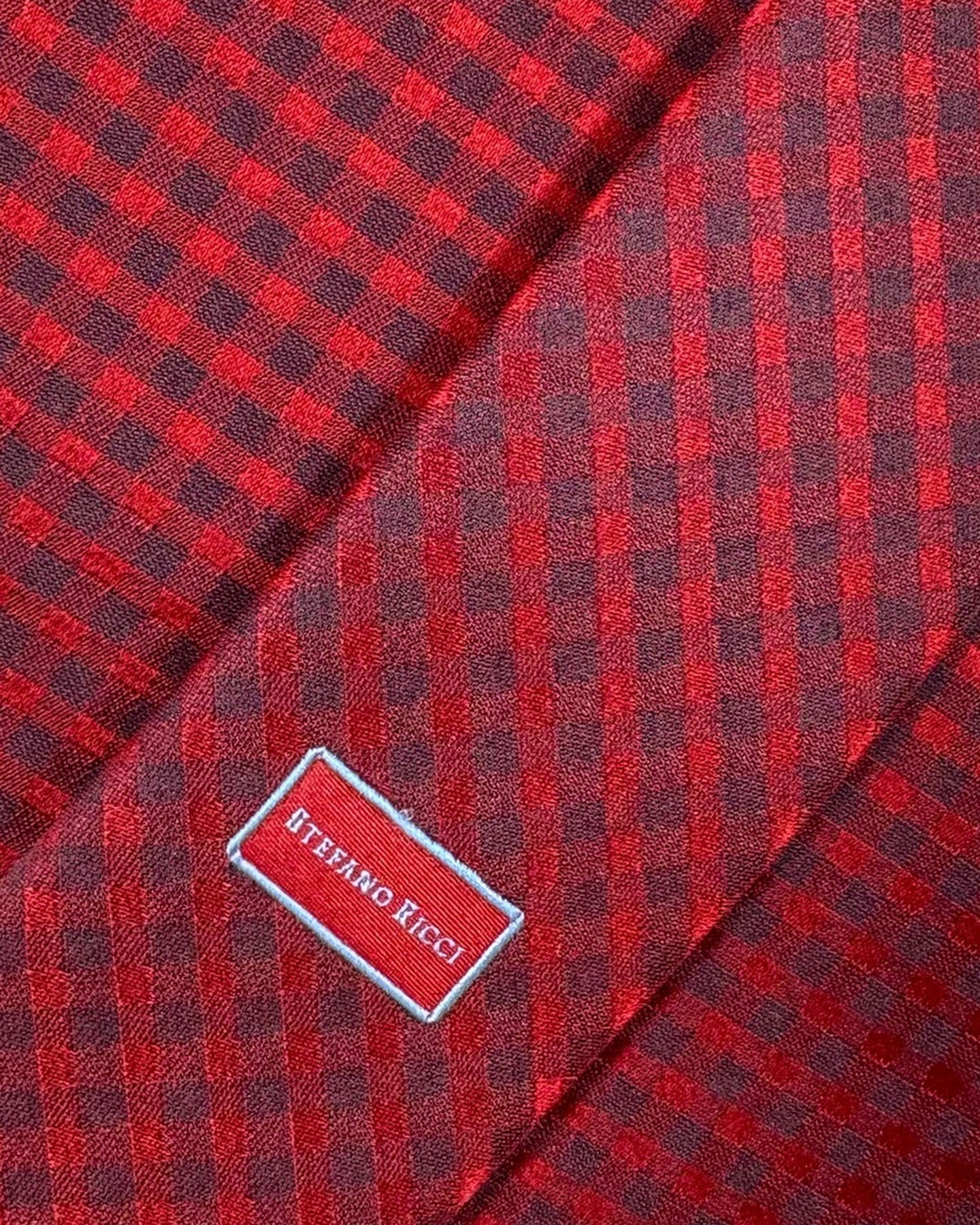 Stefano Ricci Tie Red Gingham Check - Wool Silk