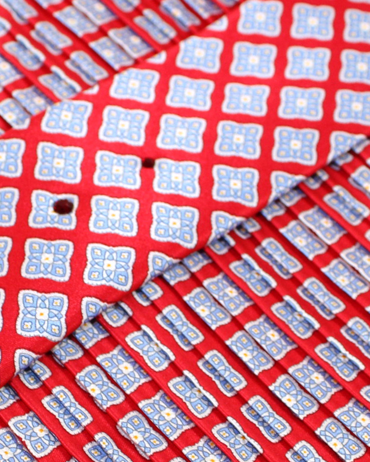 Stefano Ricci Tie Red Gray Blue Geometric - Pleated Silk