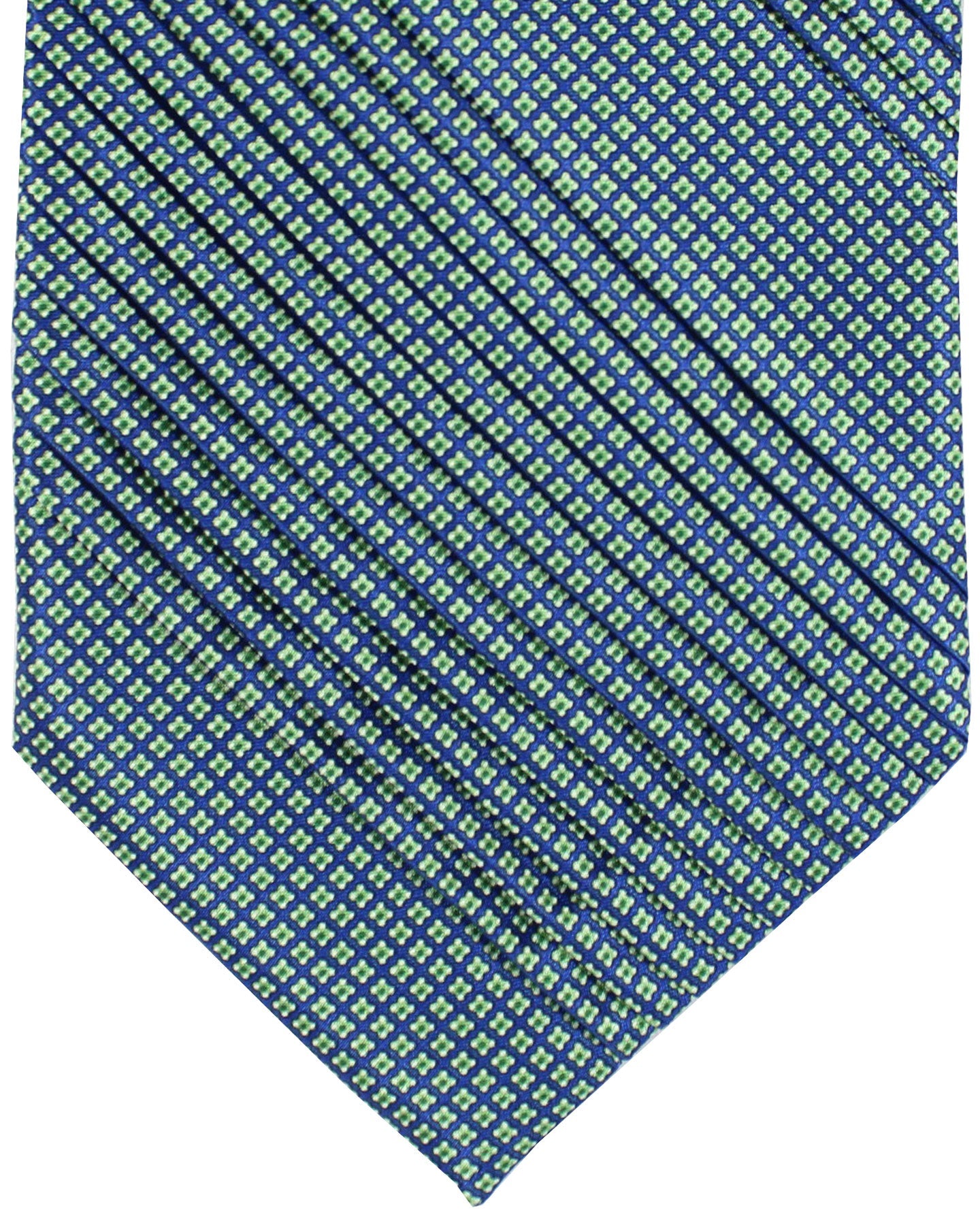 Stefano Ricci Tie Green Navy Geometric Design - Pleated Silk