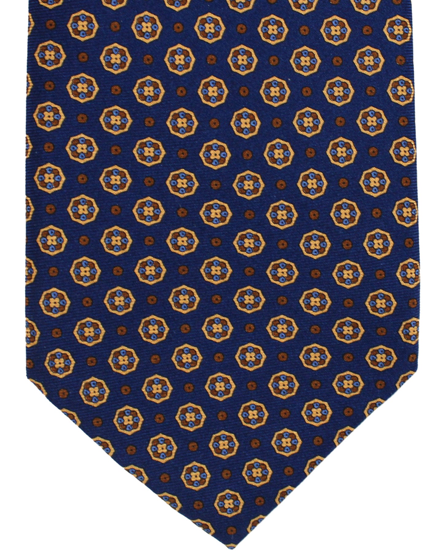 Stefano Ricci Silk Tie Dark Blue Brown Medallions