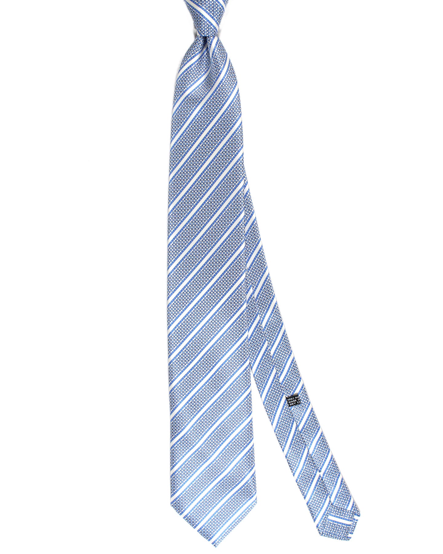 Stefano Ricci Silk Tie Silver Blue Stripes