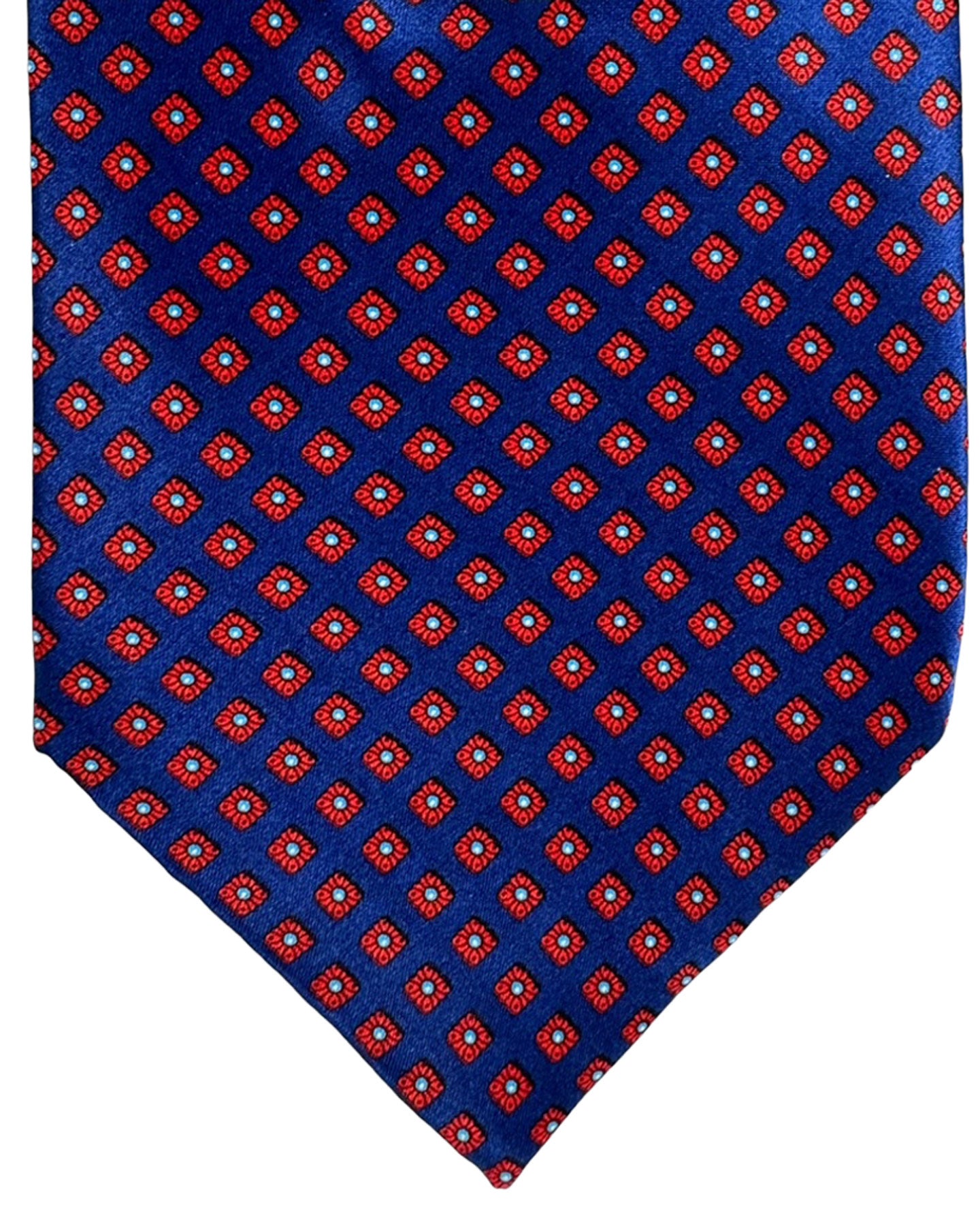 Stefano Ricci Silk Tie Royal Blue Red Micro Medallions Design
