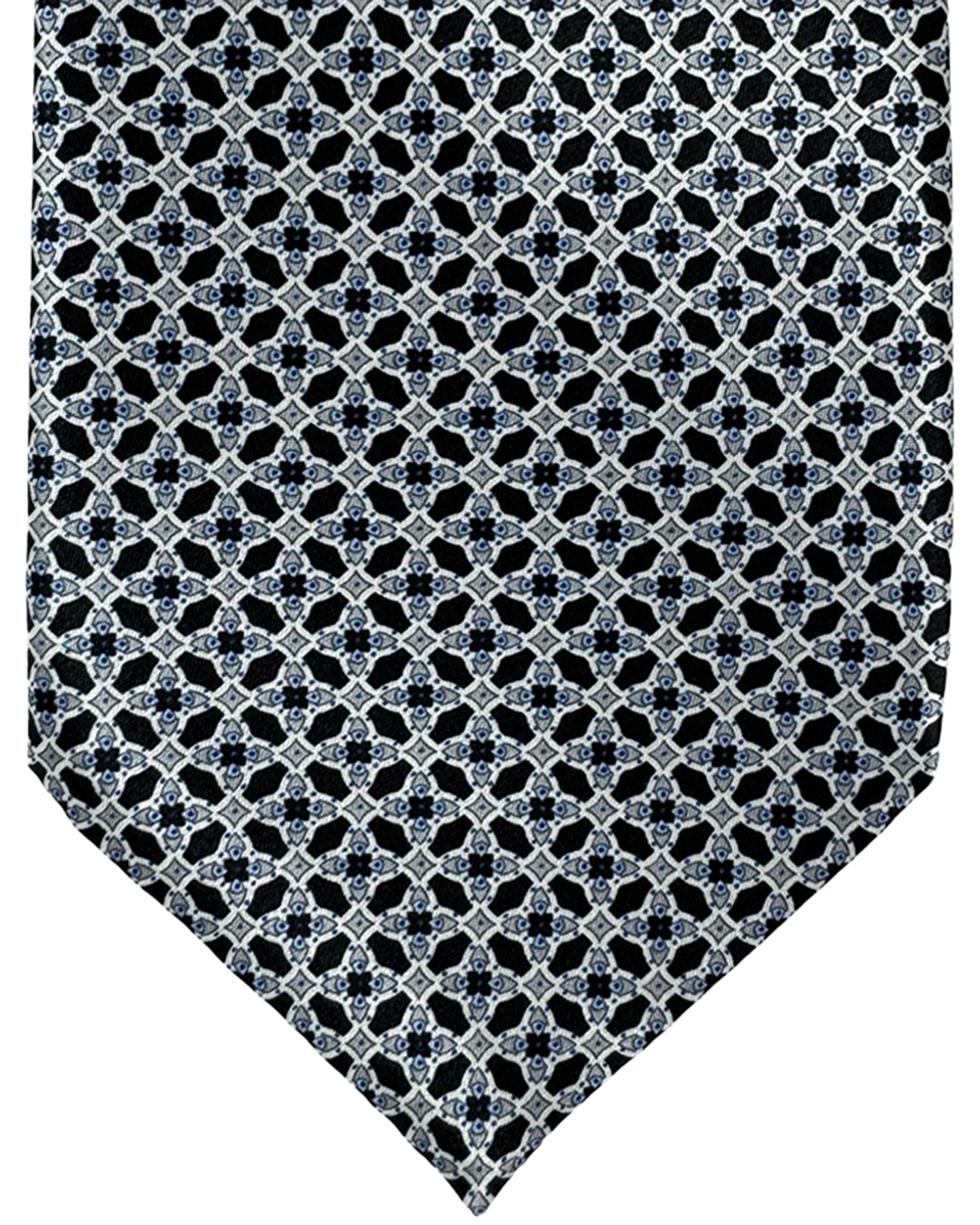 Stefano Ricci Silk Tie Black Silver Dark Blue Micro Pattern
