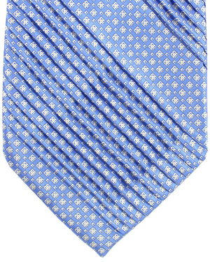 Stefano Ricci Tie Sky Blue Geometric Design - Pleated Silk