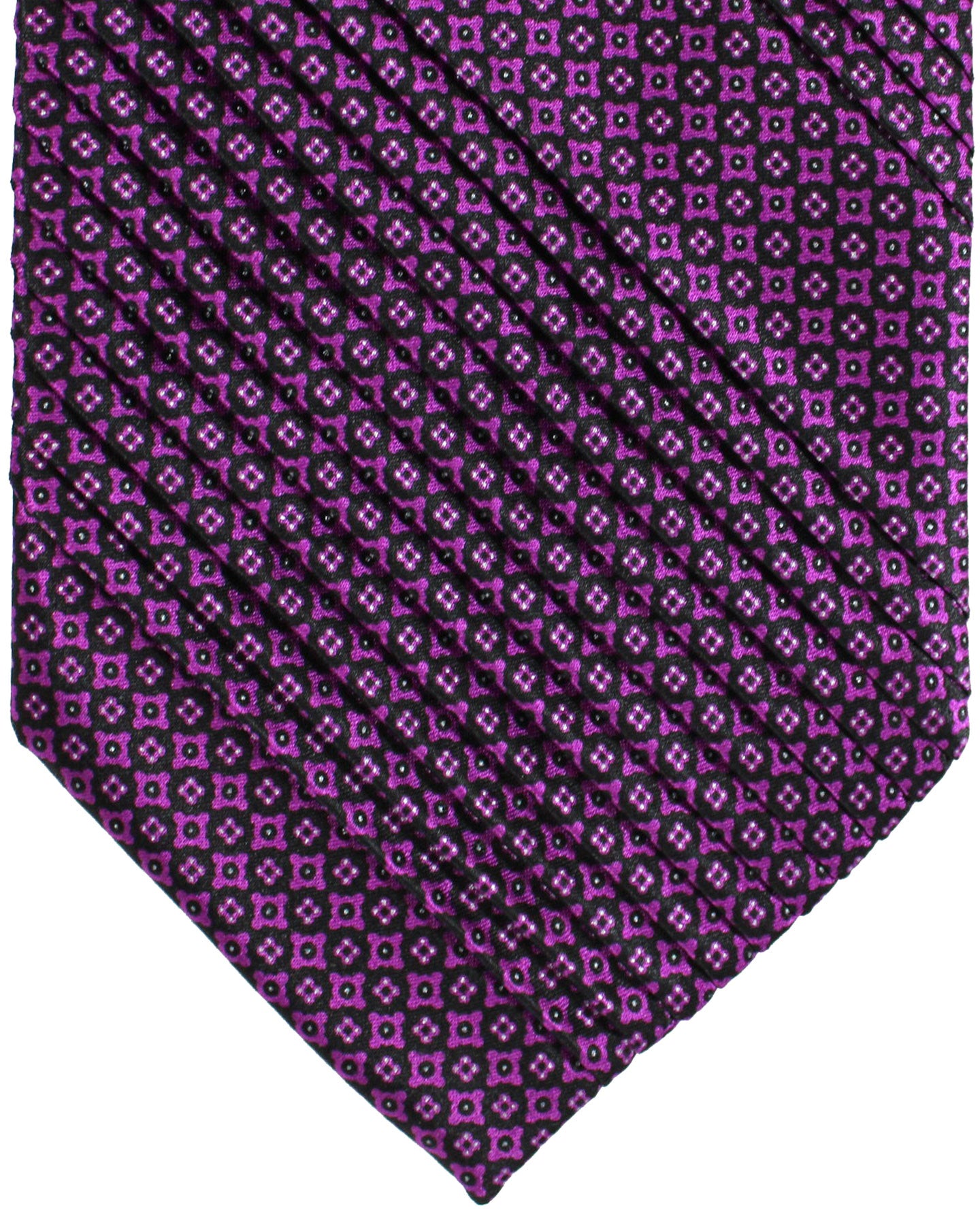 Stefano Ricci Tie Purple Geometric Design - Pleated Silk