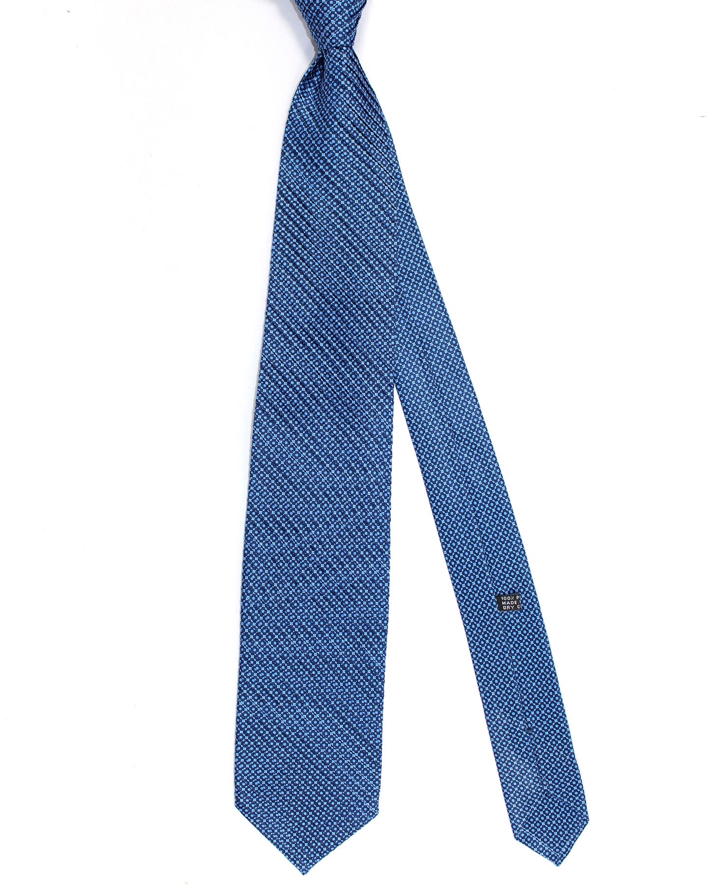 Stefano Ricci Tie Blue Dark Blue Geometric - Pleated Silk