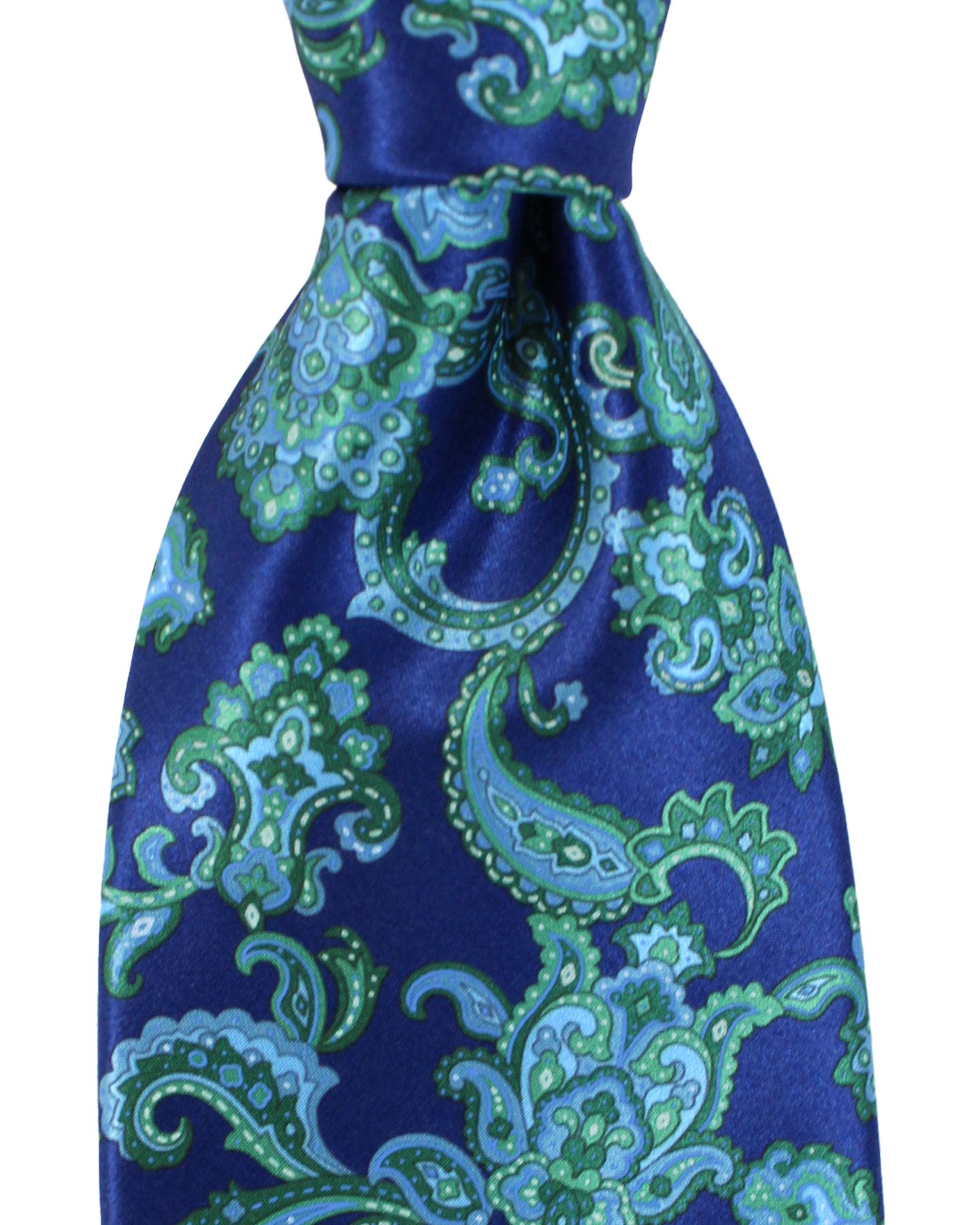 Stefano Ricci Silk Tie Royal Blue Green Paisley Ornamental Design