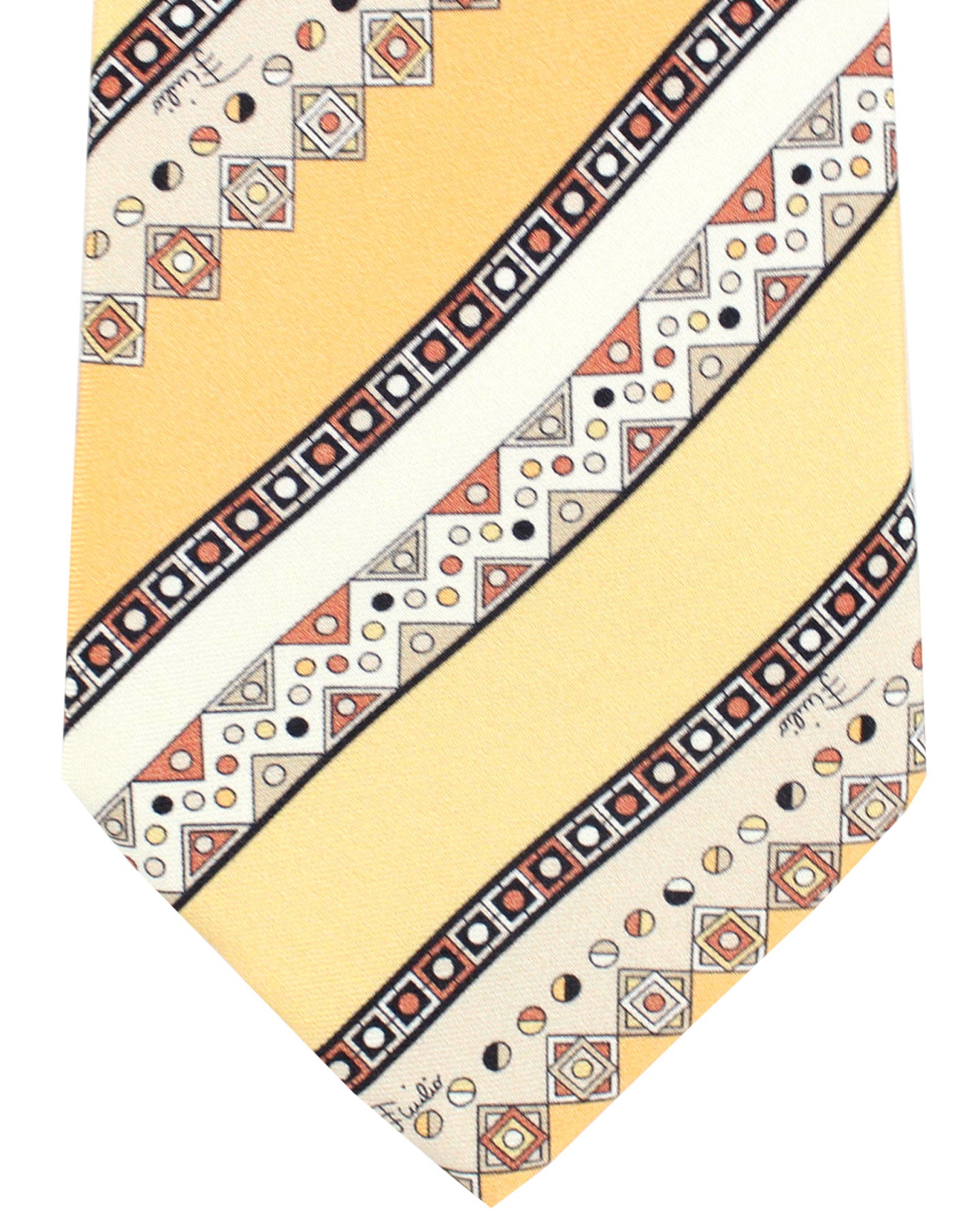 Emilio Pucci Silk Tie Signature Orange Brown Design
