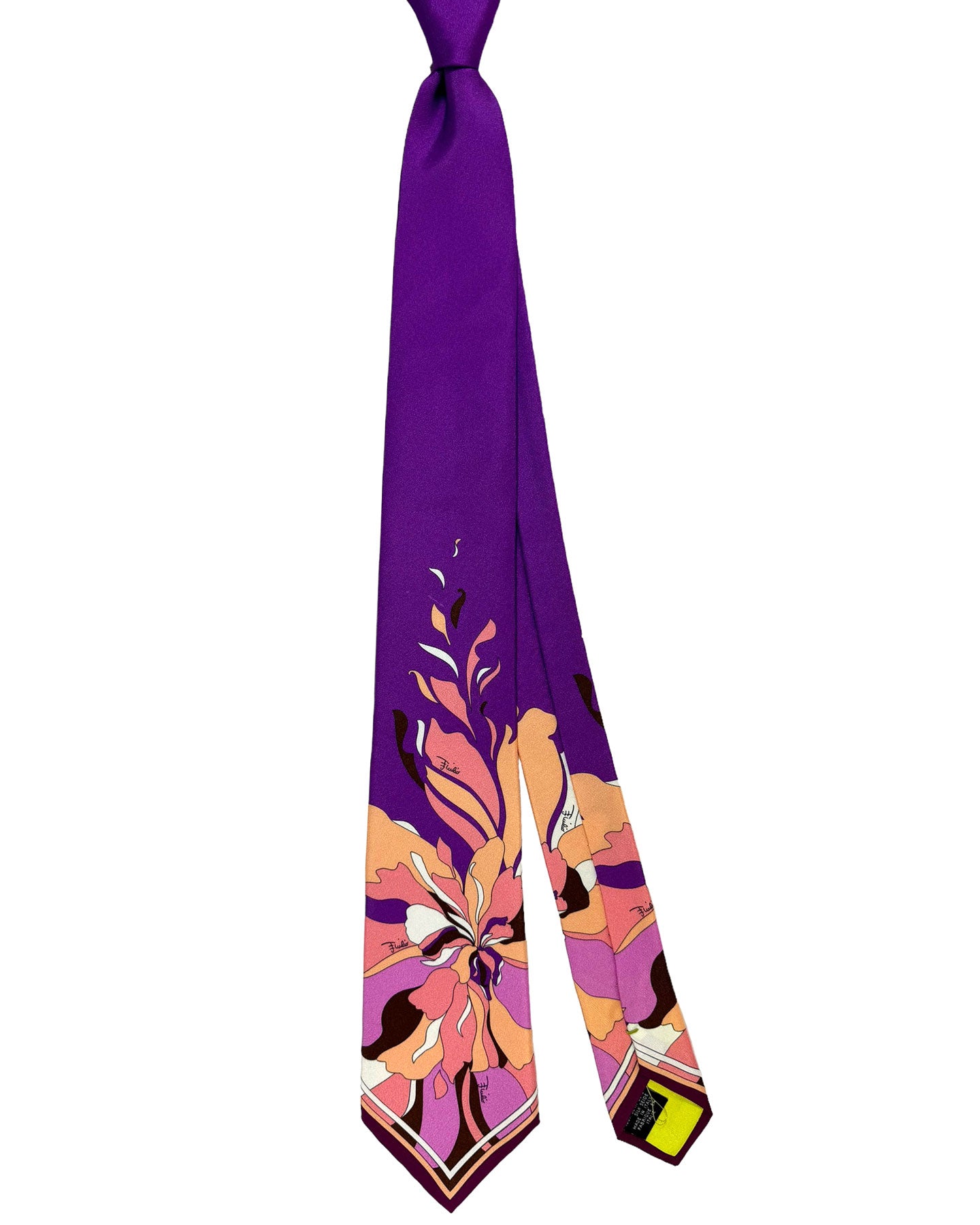 Emilio Pucci Silk Tie Signature Purple Pink Floral Design