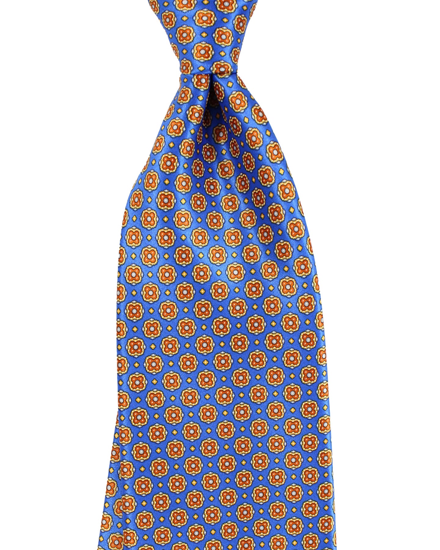 Stefano Ricci Silk Tie Royal Blue Orange Geometric