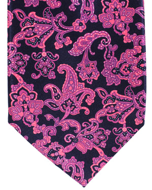 Stefano Ricci Silk Tie Dark Blue Pink Purple Ornamental