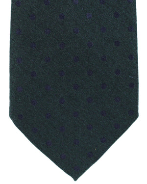 Stefano Ricci Silk Cashmere Tie Dark Green Dark Blue Dots