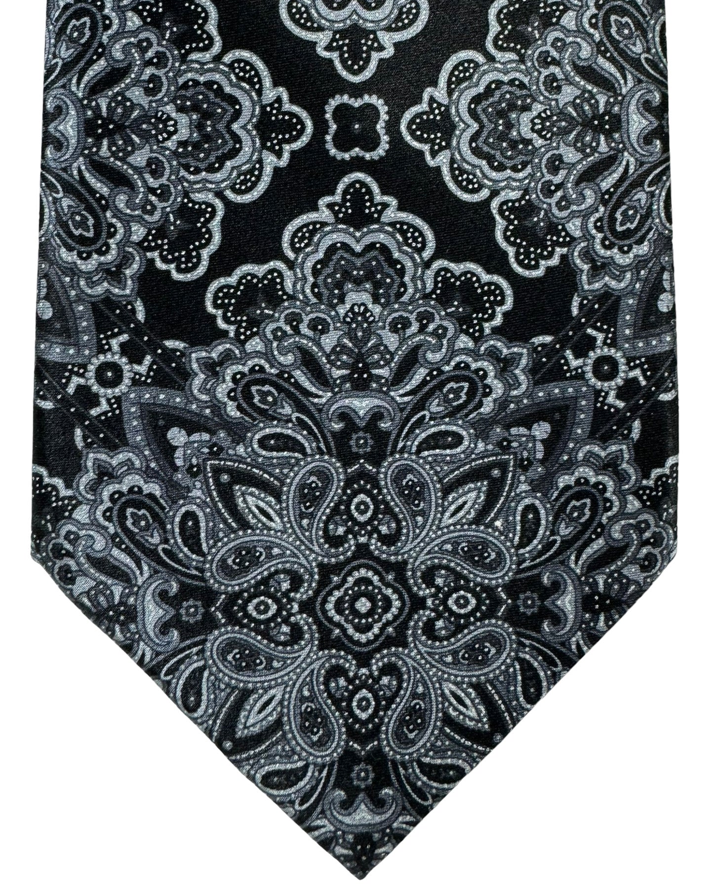 Stefano Ricci Silk Tie Black Gray Ornamental Design