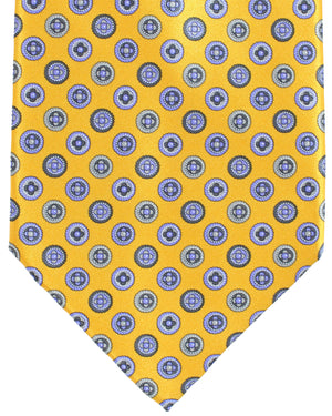 Stefano Ricci Silk Tie Orange Gold Lilac Gray Medallions