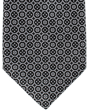 Stefano Ricci Silk Tie Black Silver Medallions