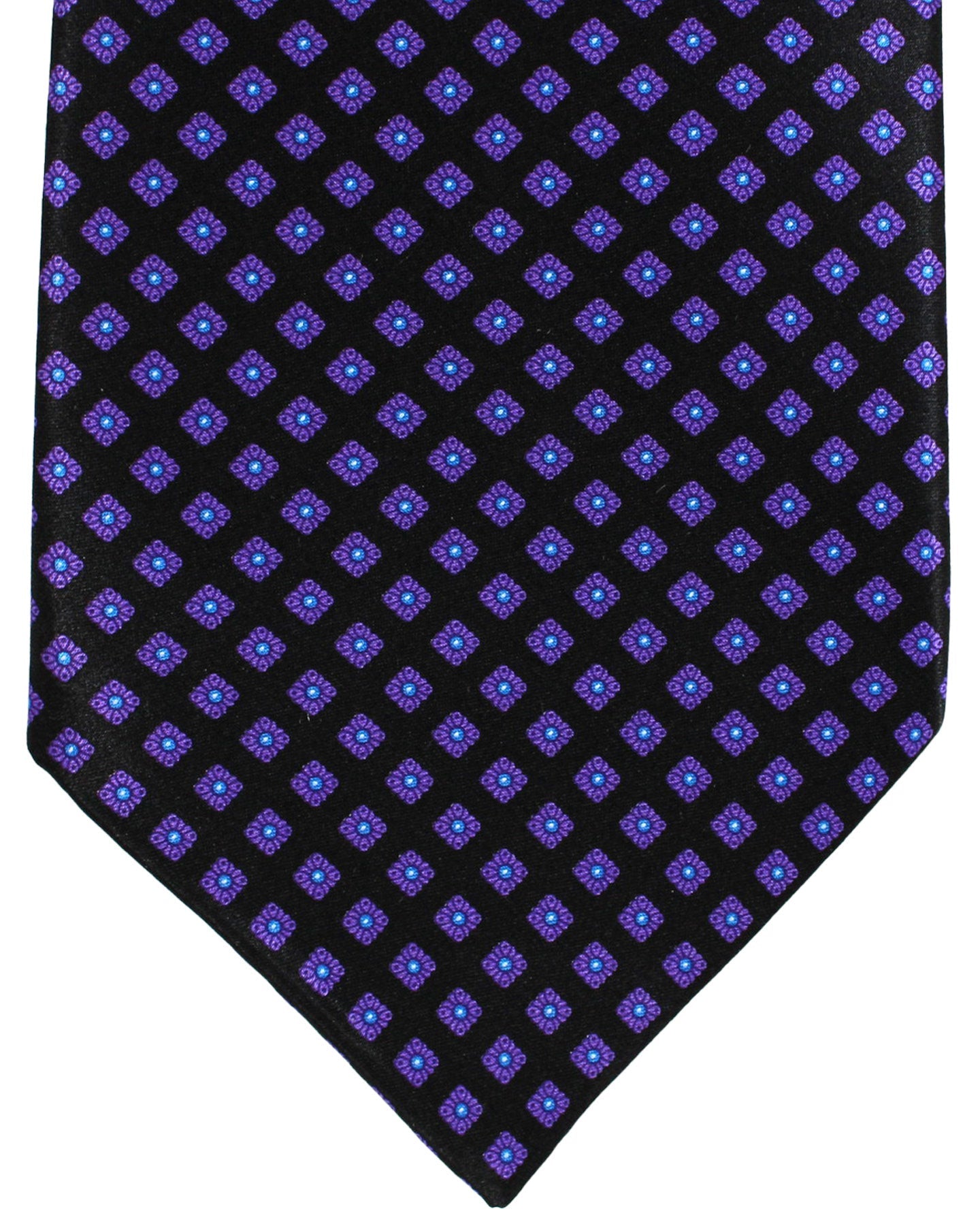 Stefano Ricci Silk Tie Black Purple Blue Micro Medallions