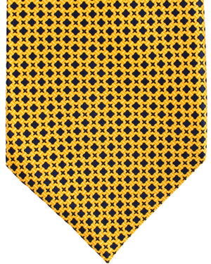 Stefano Ricci Silk Tie Yellow Orange Navy Micro Pattern