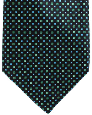 Stefano Ricci Silk Tie Black Blue Green Micro Pattern